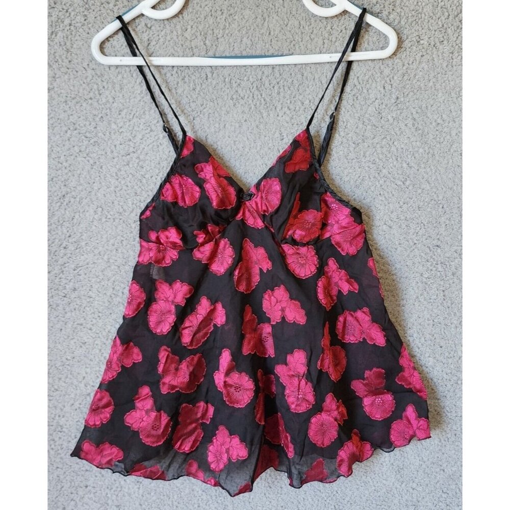 VTG Fantasy Lingerie‎ Sleeveless Babydoll Nightie Top Floral Whimsigoth Fairy M
